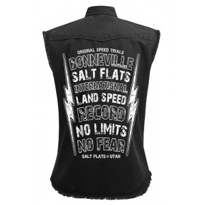 Dragstrip Clothing No Fear  Black Sl/Less Distressed Work Shirt